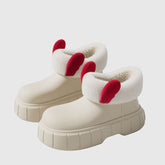 Weihnachts-Elch-Plateau-Plüsch-Hausschuhe